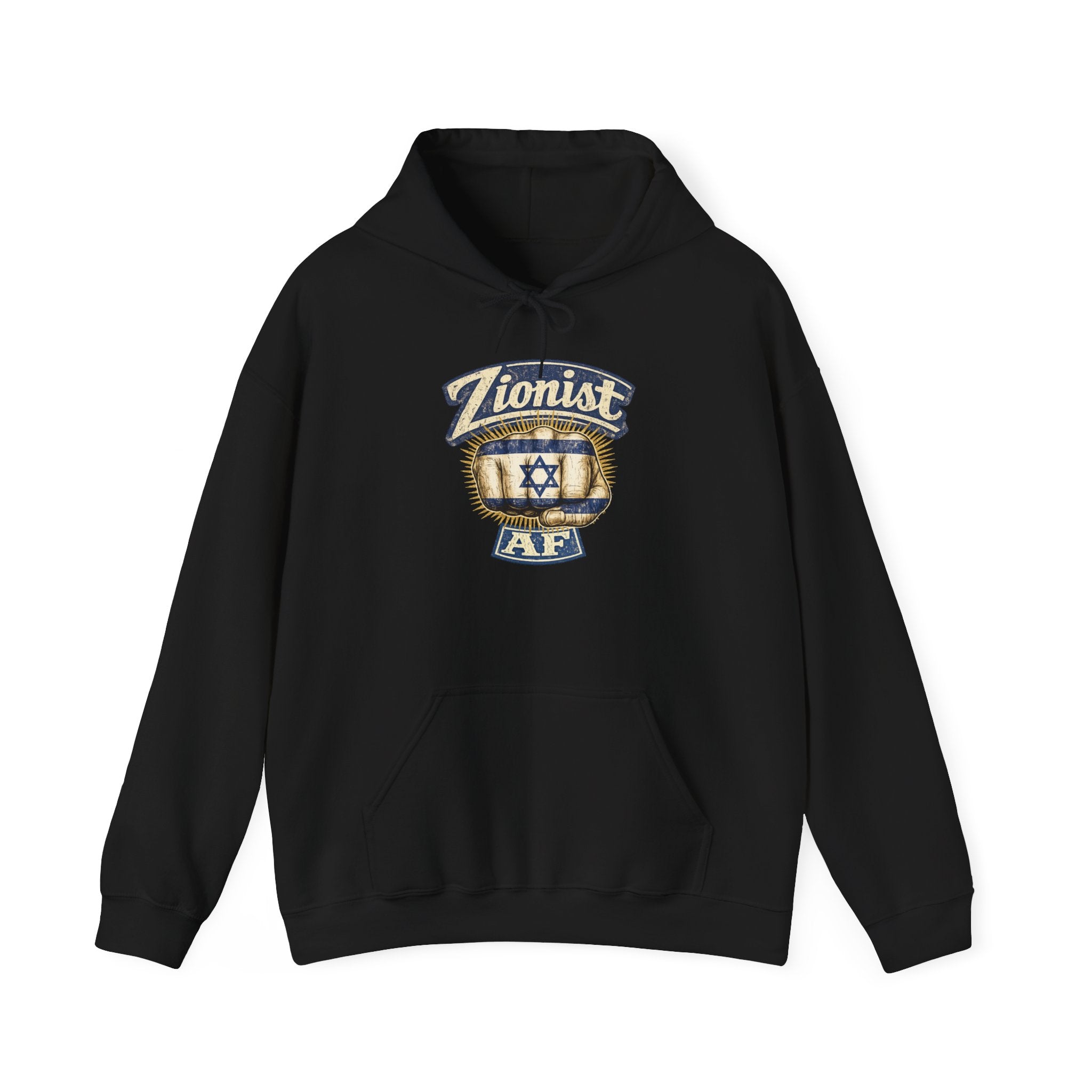 Zionist AF Hoodie | Israel Flag Star Emblem Hooded Sweatshirt