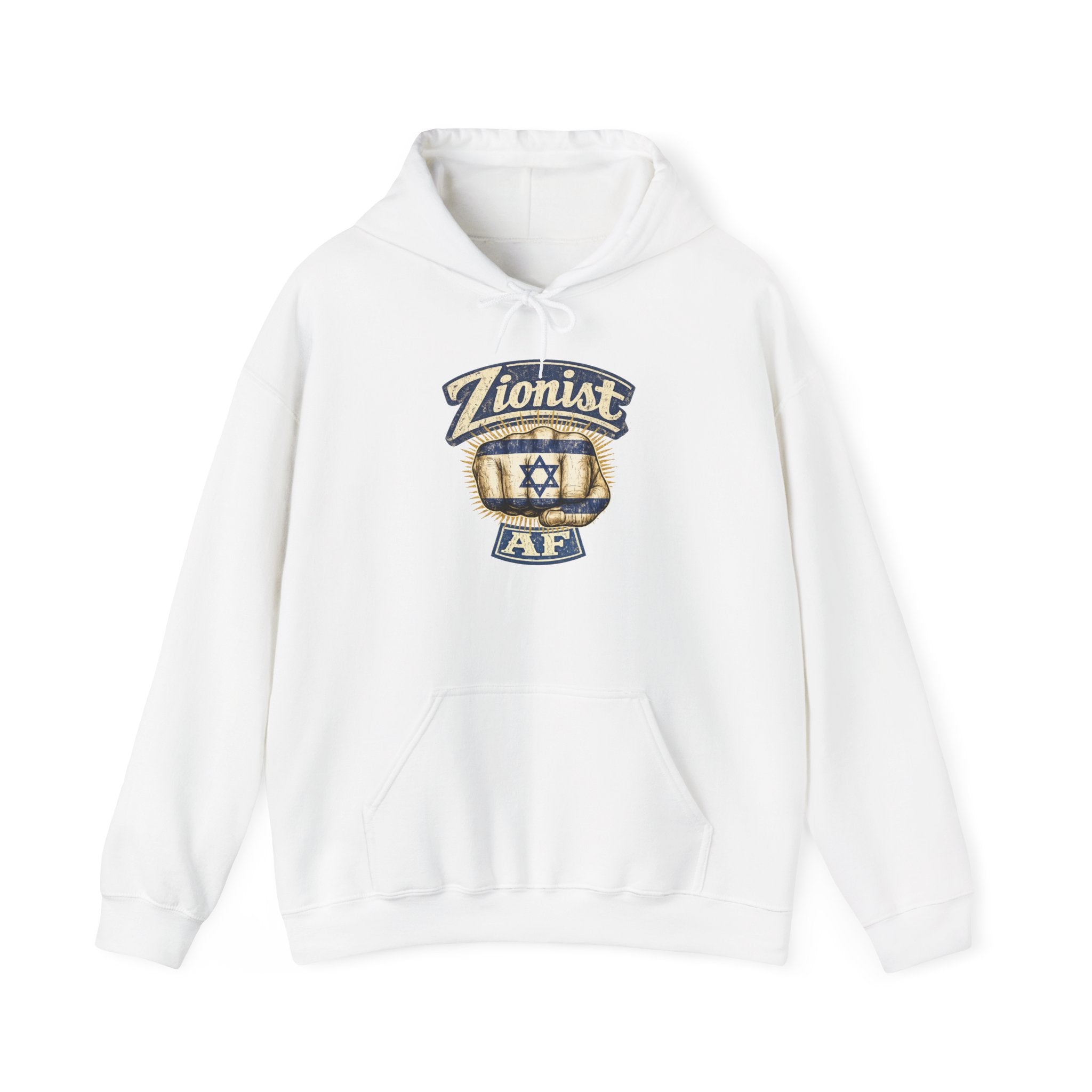 Zionist AF Hoodie | Israel Flag Star Emblem Hooded Sweatshirt