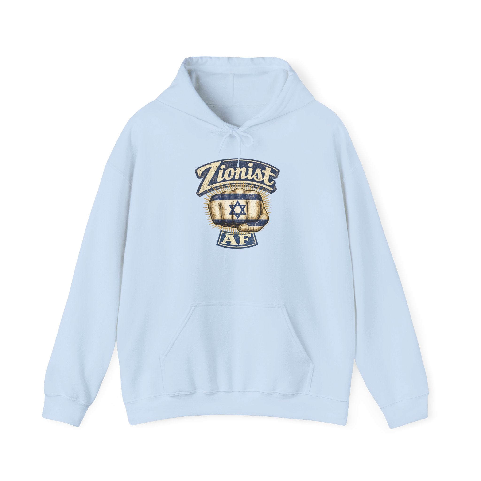 Zionist AF Hoodie | Israel Flag Star Emblem Hooded Sweatshirt