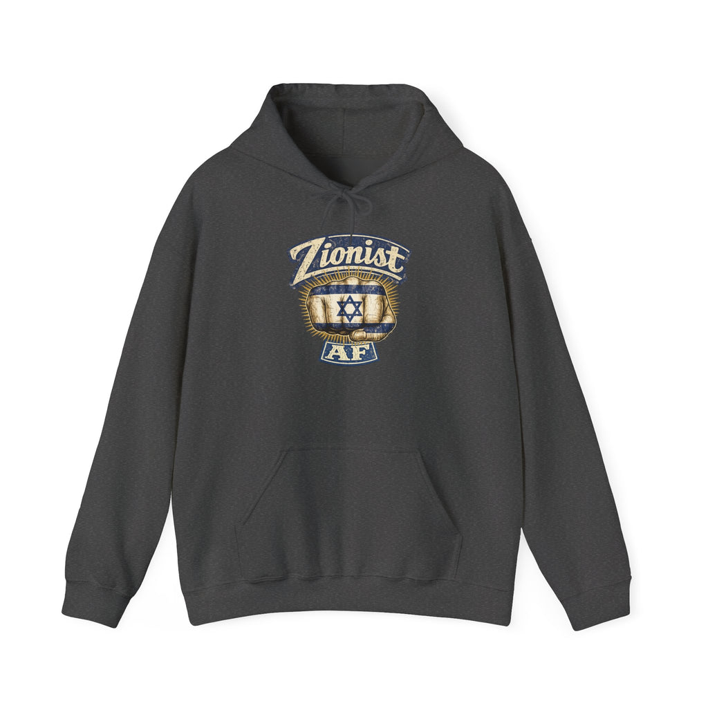 Zionist AF Hoodie | Israel Flag Star Emblem Hooded Sweatshirt