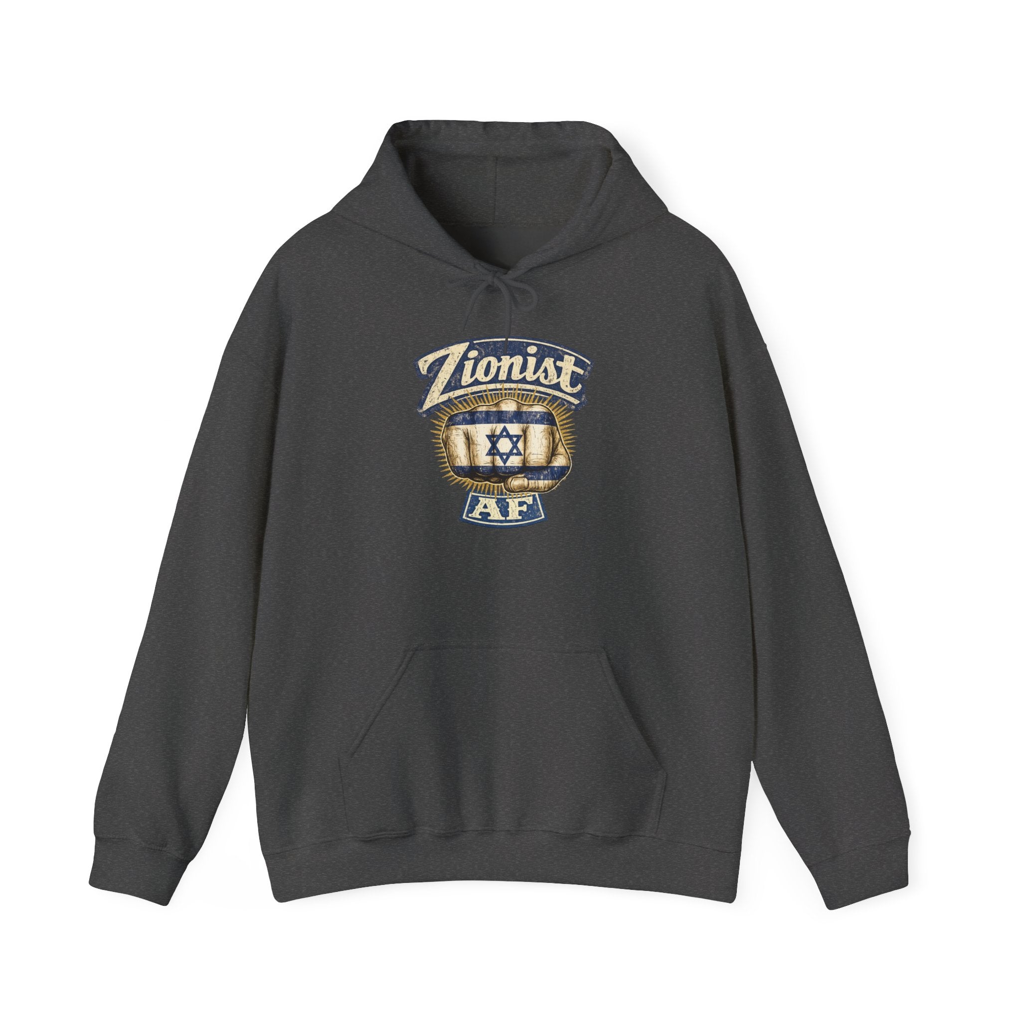 Zionist AF Hoodie | Israel Flag Star Emblem Hooded Sweatshirt