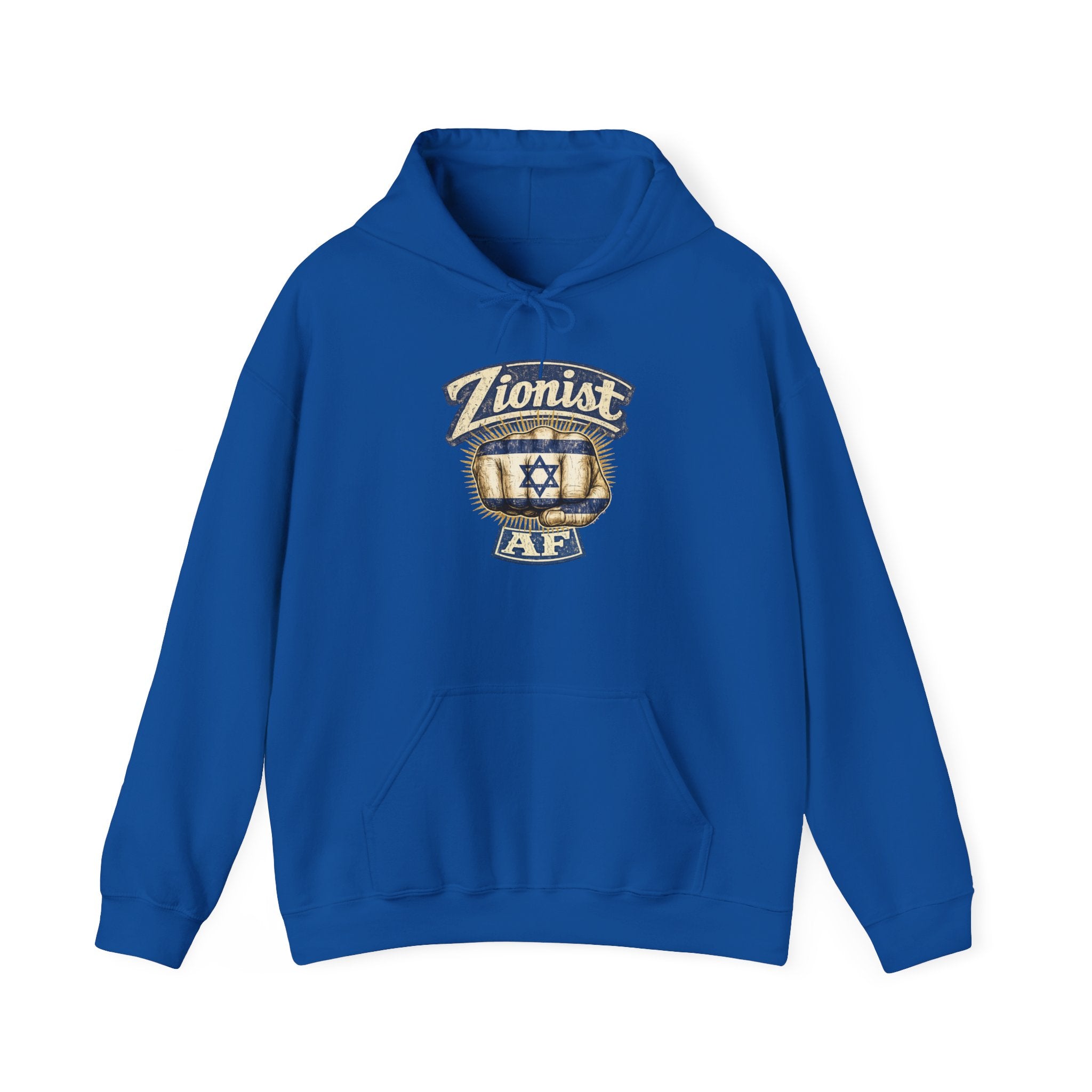 Zionist AF Hoodie | Israel Flag Star Emblem Hooded Sweatshirt