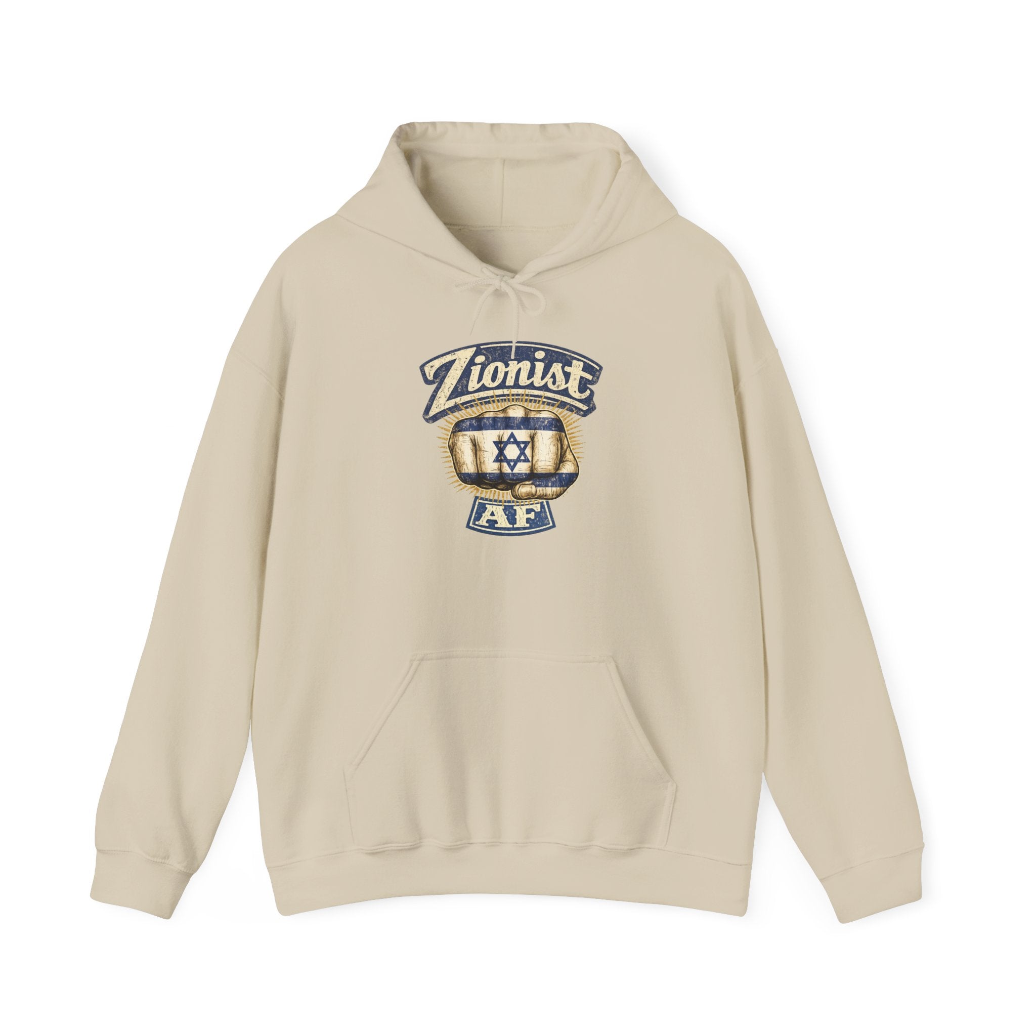 Zionist AF Hoodie | Israel Flag Star Emblem Hooded Sweatshirt