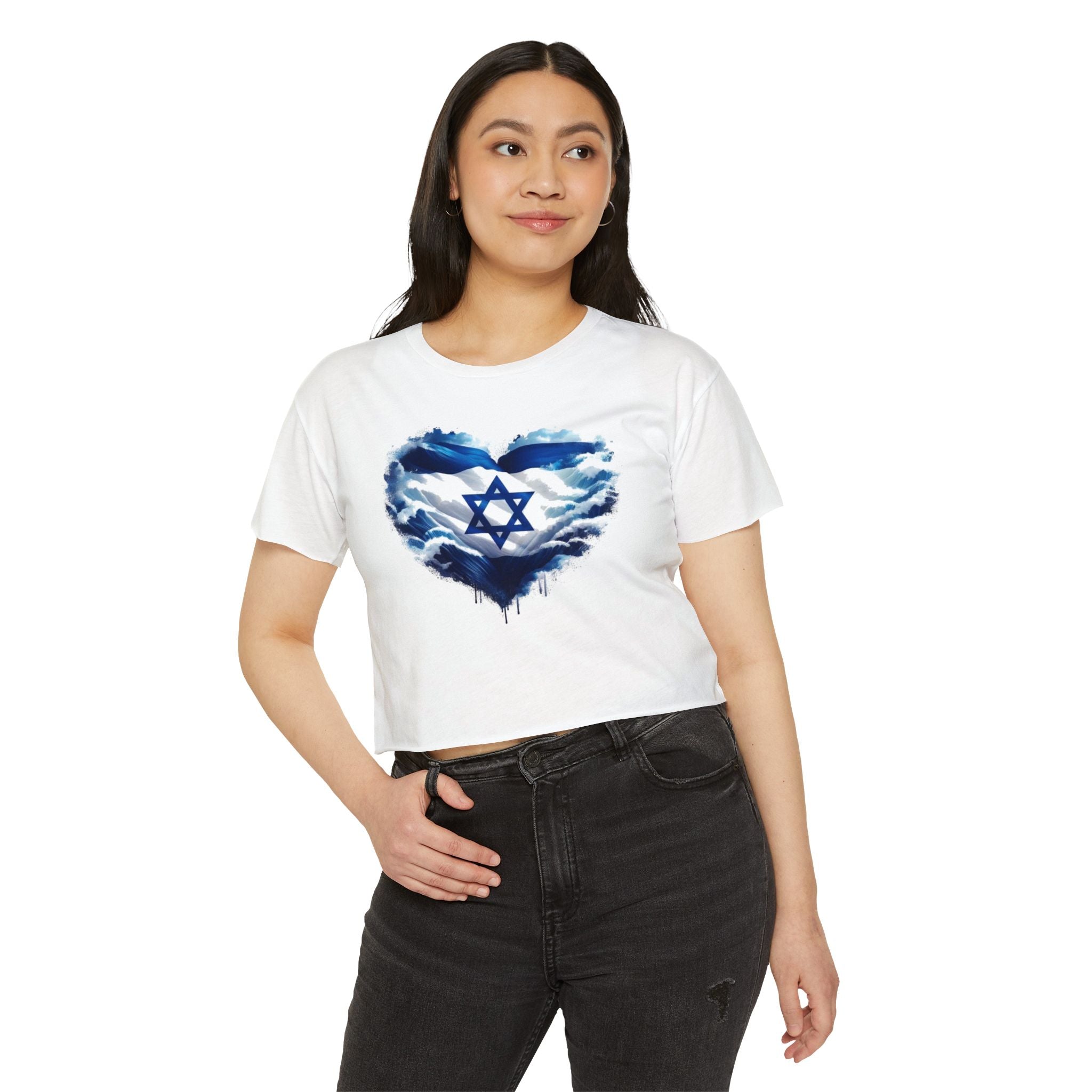 Dance On, Live On, Israeli Flag Heart Womans Crop Top