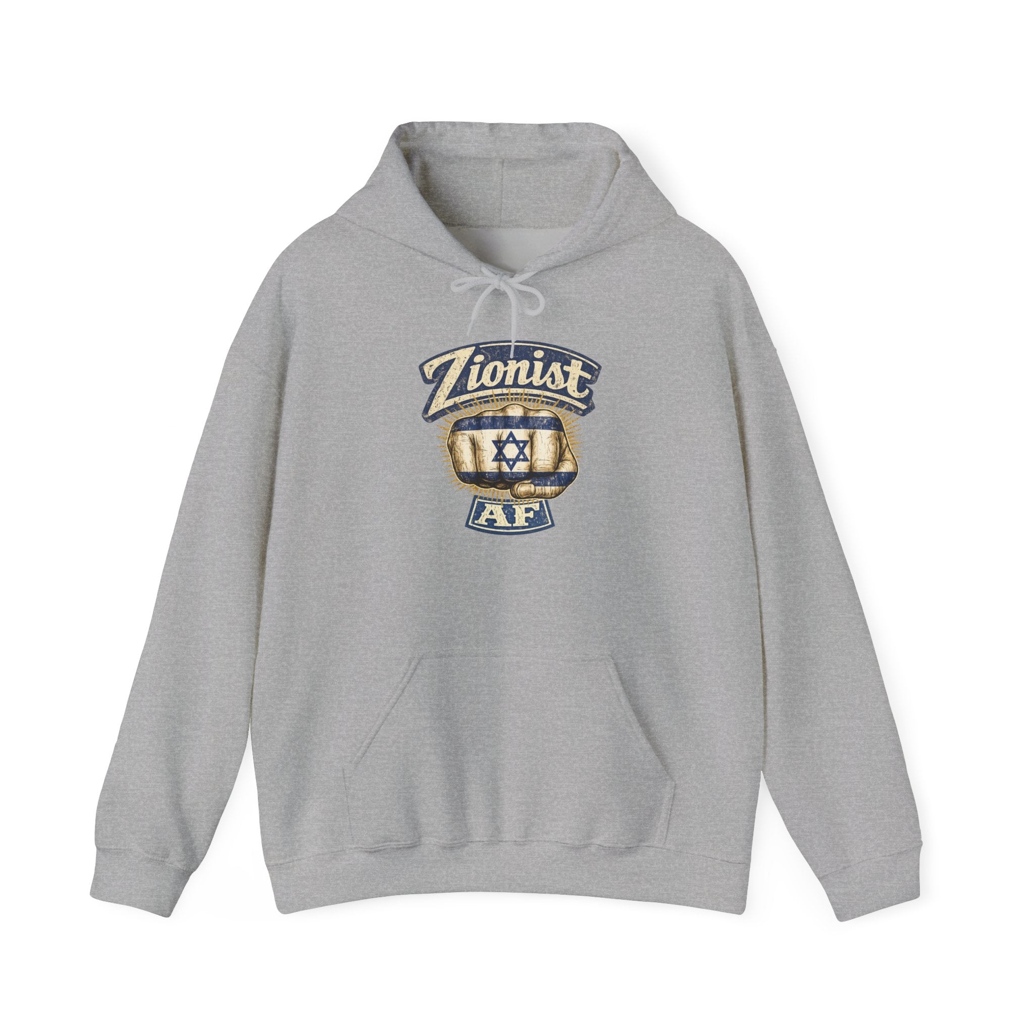 Zionist AF Hoodie | Israel Flag Star Emblem Hooded Sweatshirt
