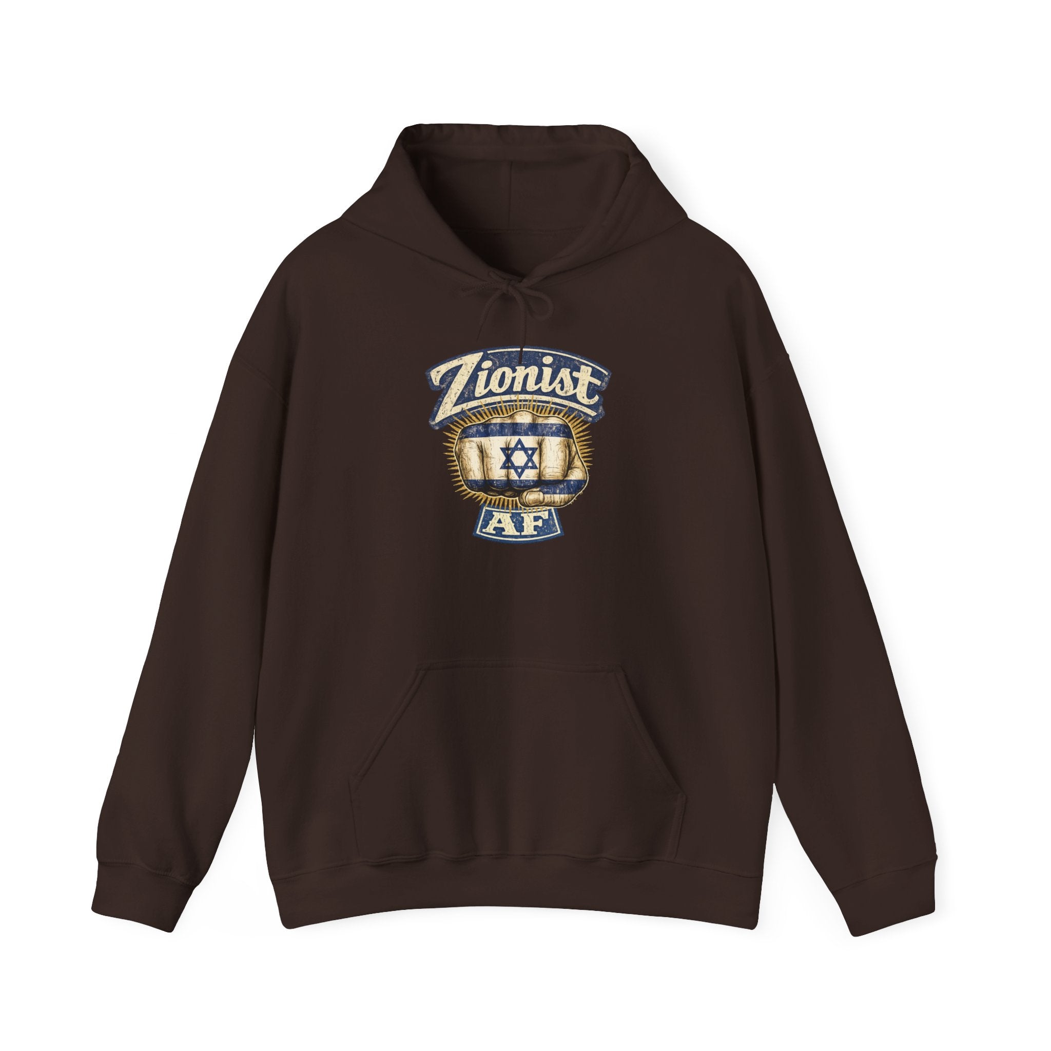 Zionist AF Hoodie | Israel Flag Star Emblem Hooded Sweatshirt