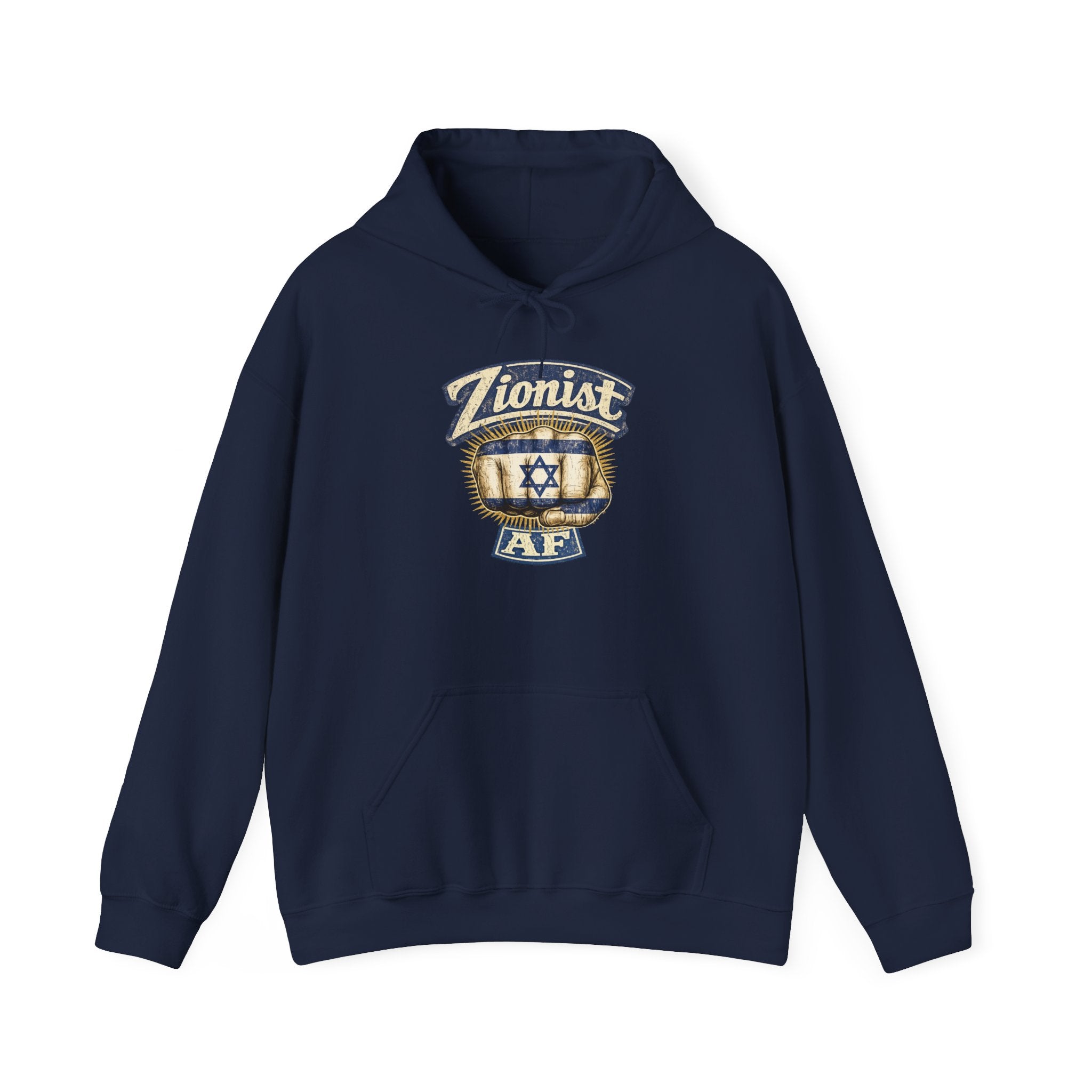 Zionist AF Hoodie | Israel Flag Star Emblem Hooded Sweatshirt