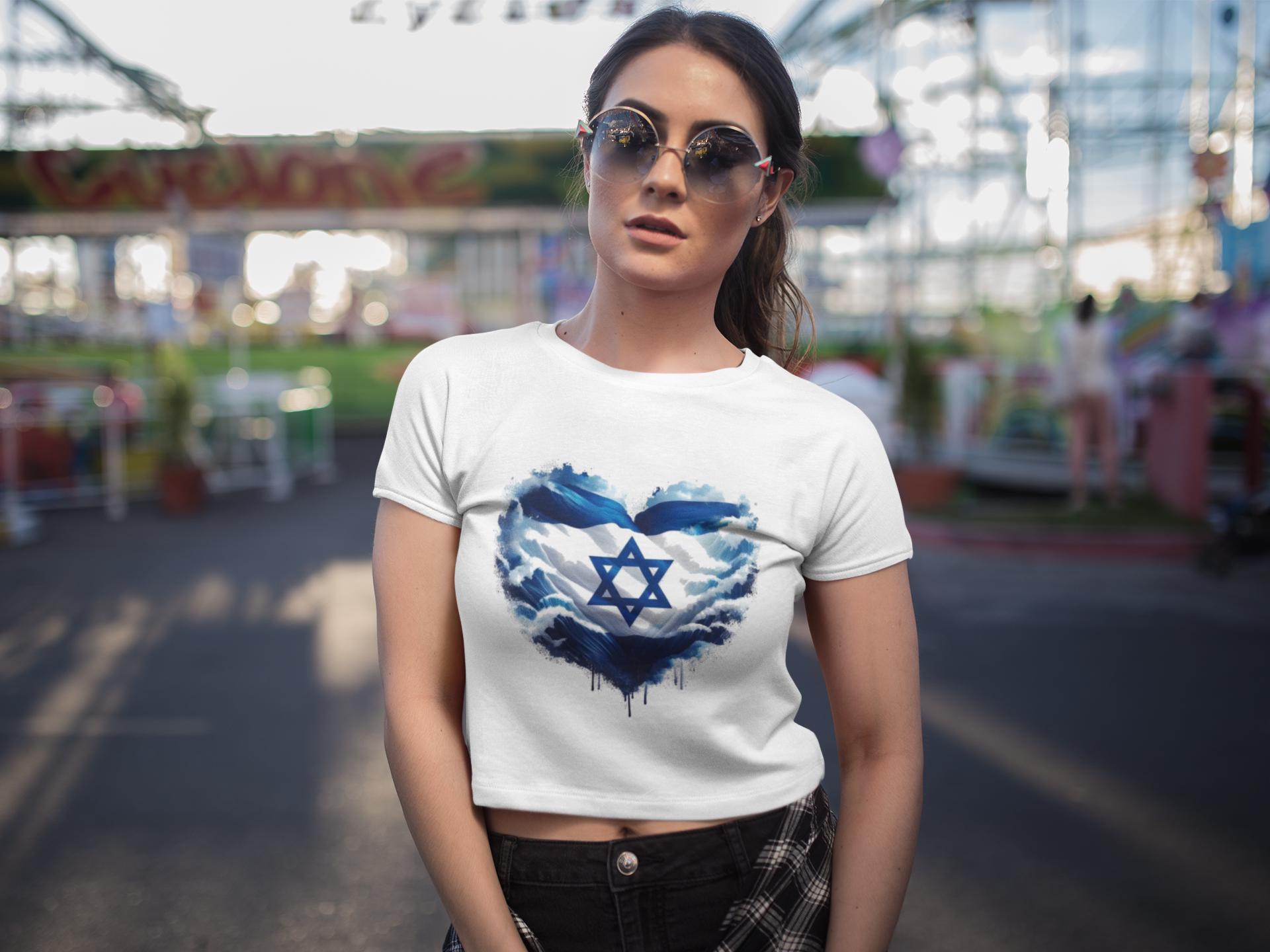 Dance On, Live On, Israeli Flag Heart Womans Crop Top