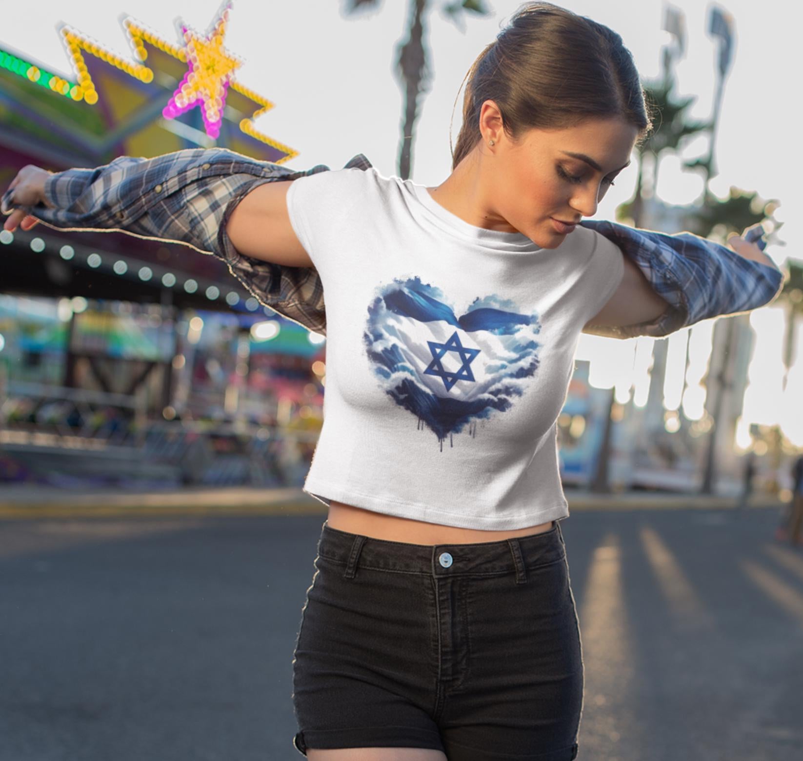 Dance On, Live On, Israeli Flag Heart Womans Crop Top