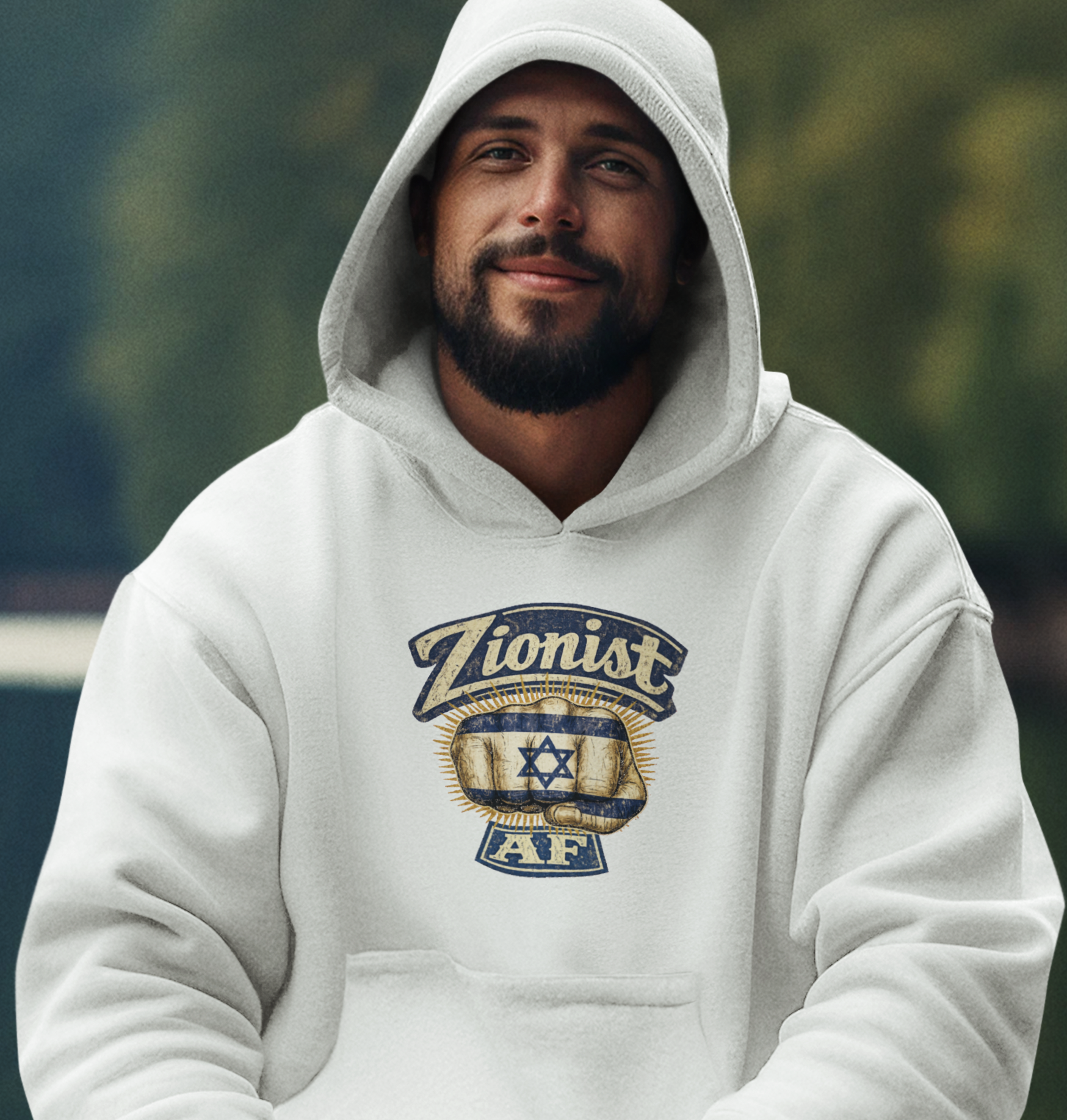 Zionist AF Hoodie | Israel Flag Star Emblem Hooded Sweatshirt